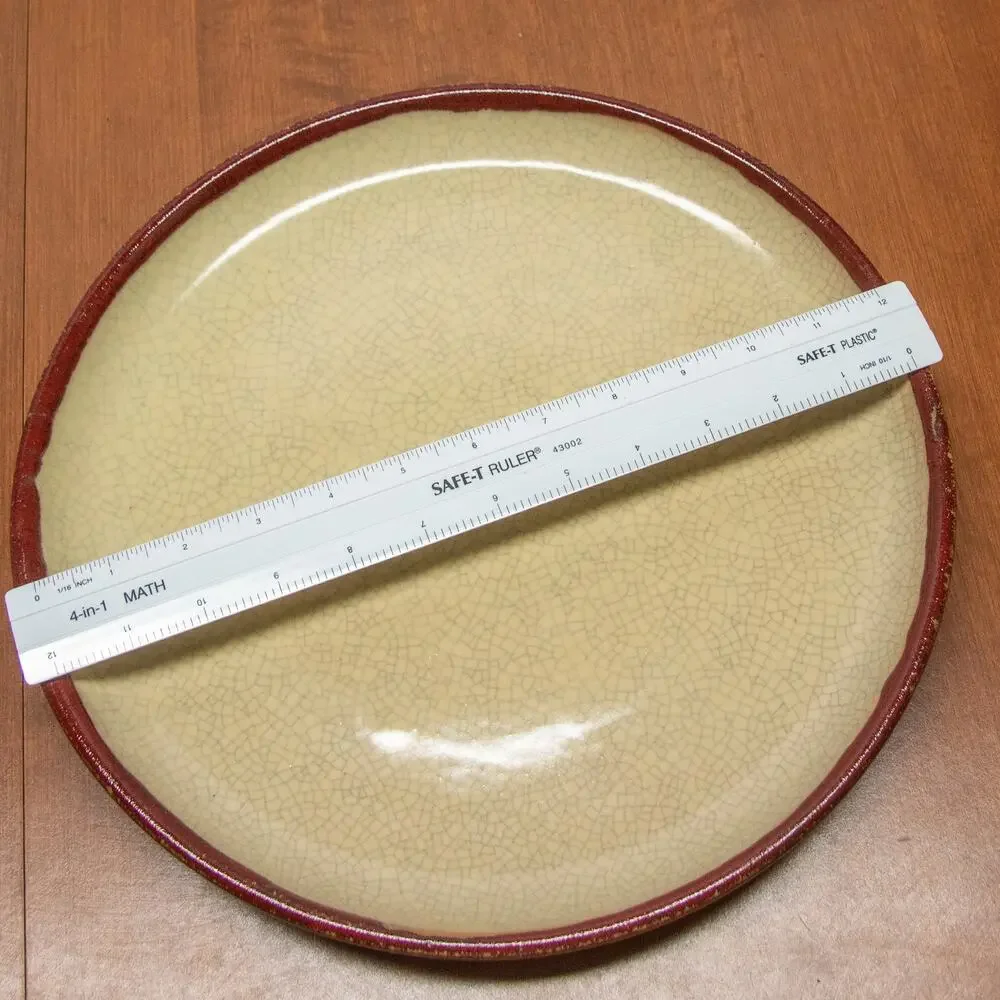 Pier 1 Cream Crackle Glazed Dinner Plate with Brown Rim